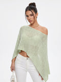 Off Shoulder Cropped Knit Sweater