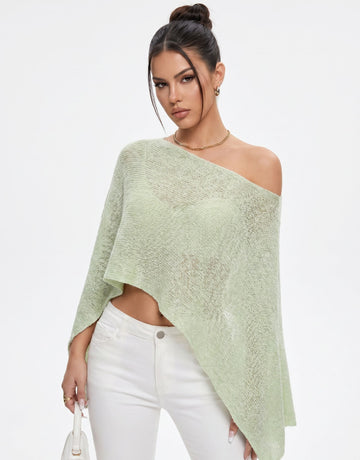 Off Shoulder Cropped Knit Sweater