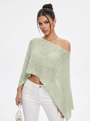 Off Shoulder Cropped Knit Sweater