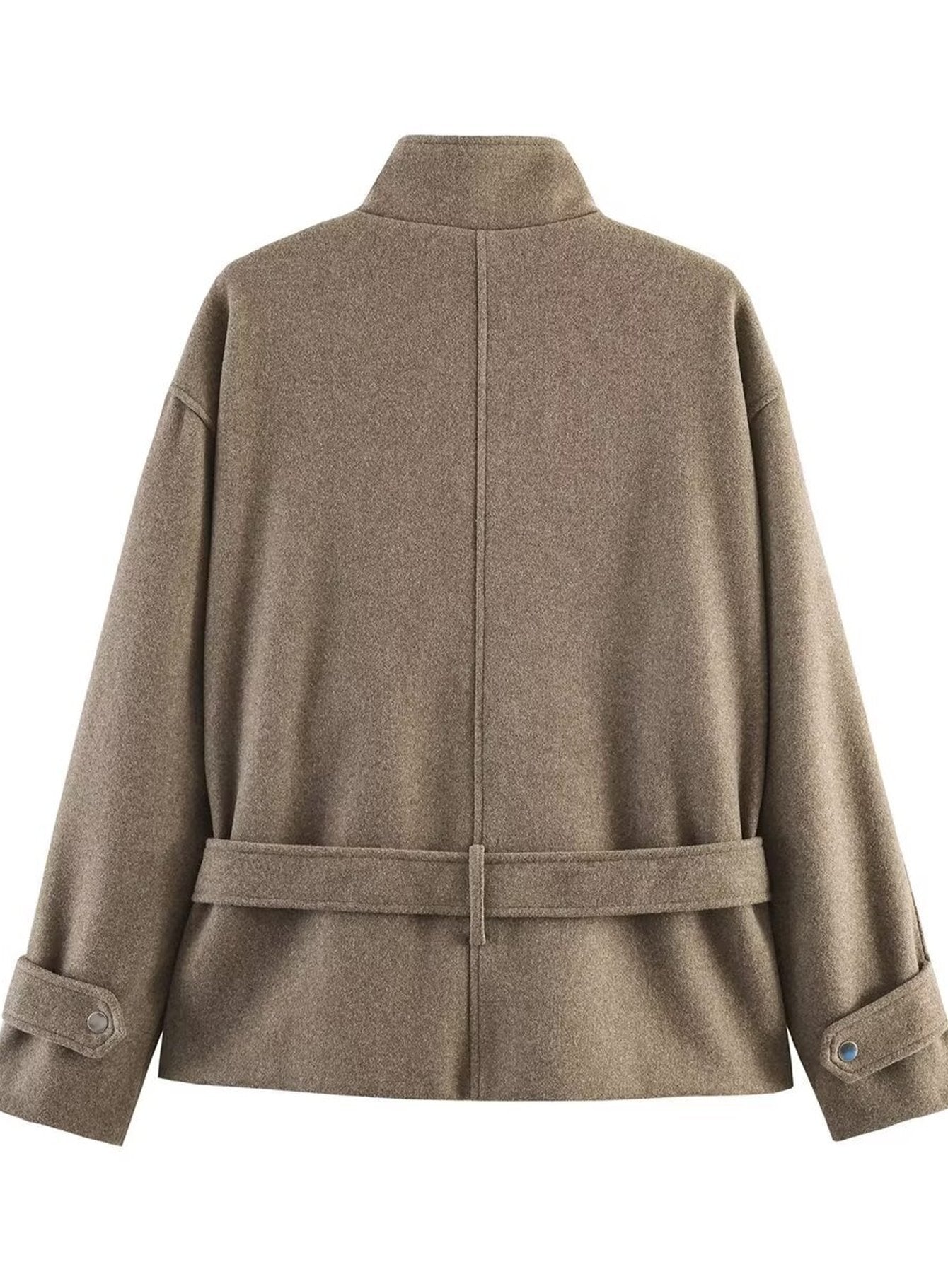 Elegant Belted Wool Blend Jacket