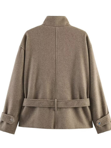 Elegant Belted Wool Blend Jacket