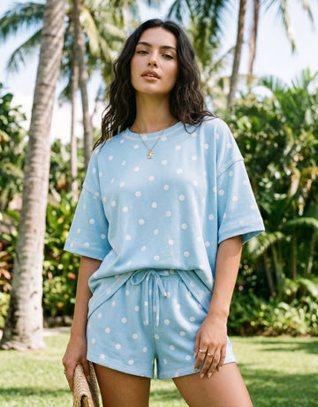 Cozy Polka Dot Lounge Shorts Set