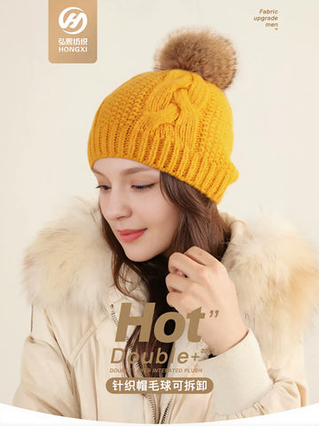 Cozy Cable Knit Pom Beanie