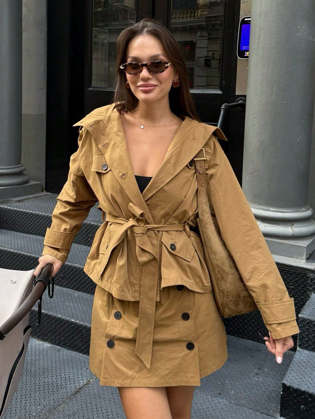 Oversized Belted Utility Trench Jacket