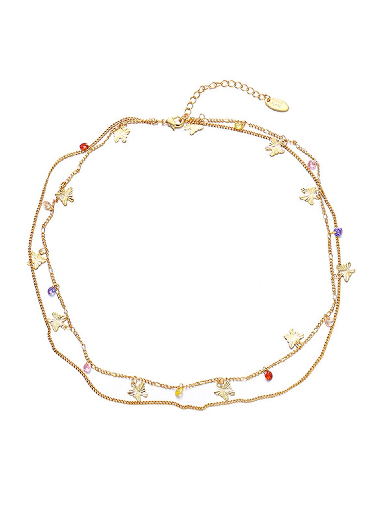 Dainty Gold Layered Butterfly Necklace