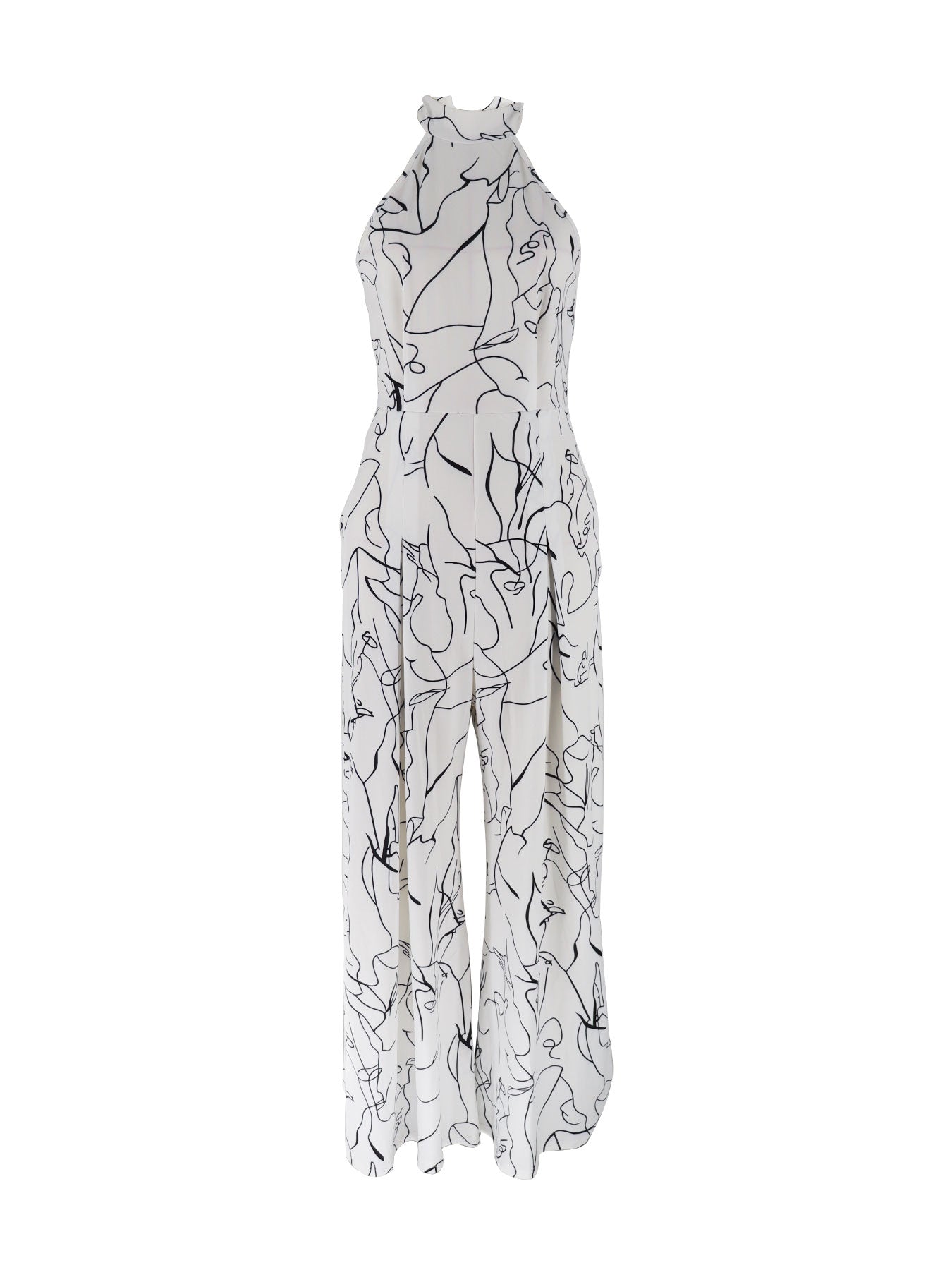 Halter Neck Abstract Print Jumpsuit