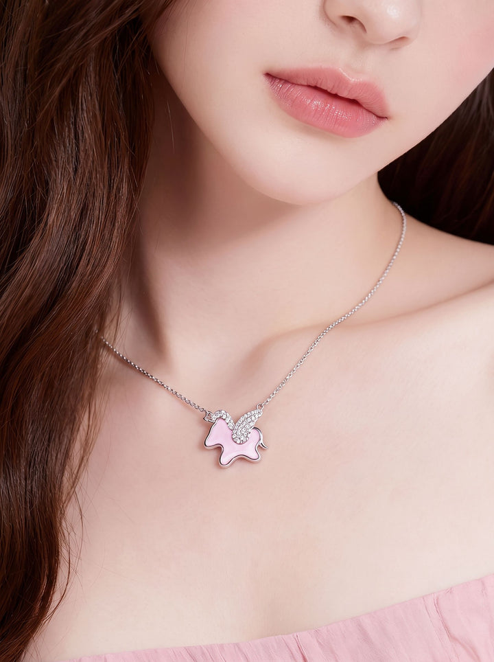 Cute Pink Unicorn Pendant Necklace