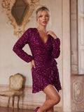 Sparkly V Neck Wrap Sequin Dress