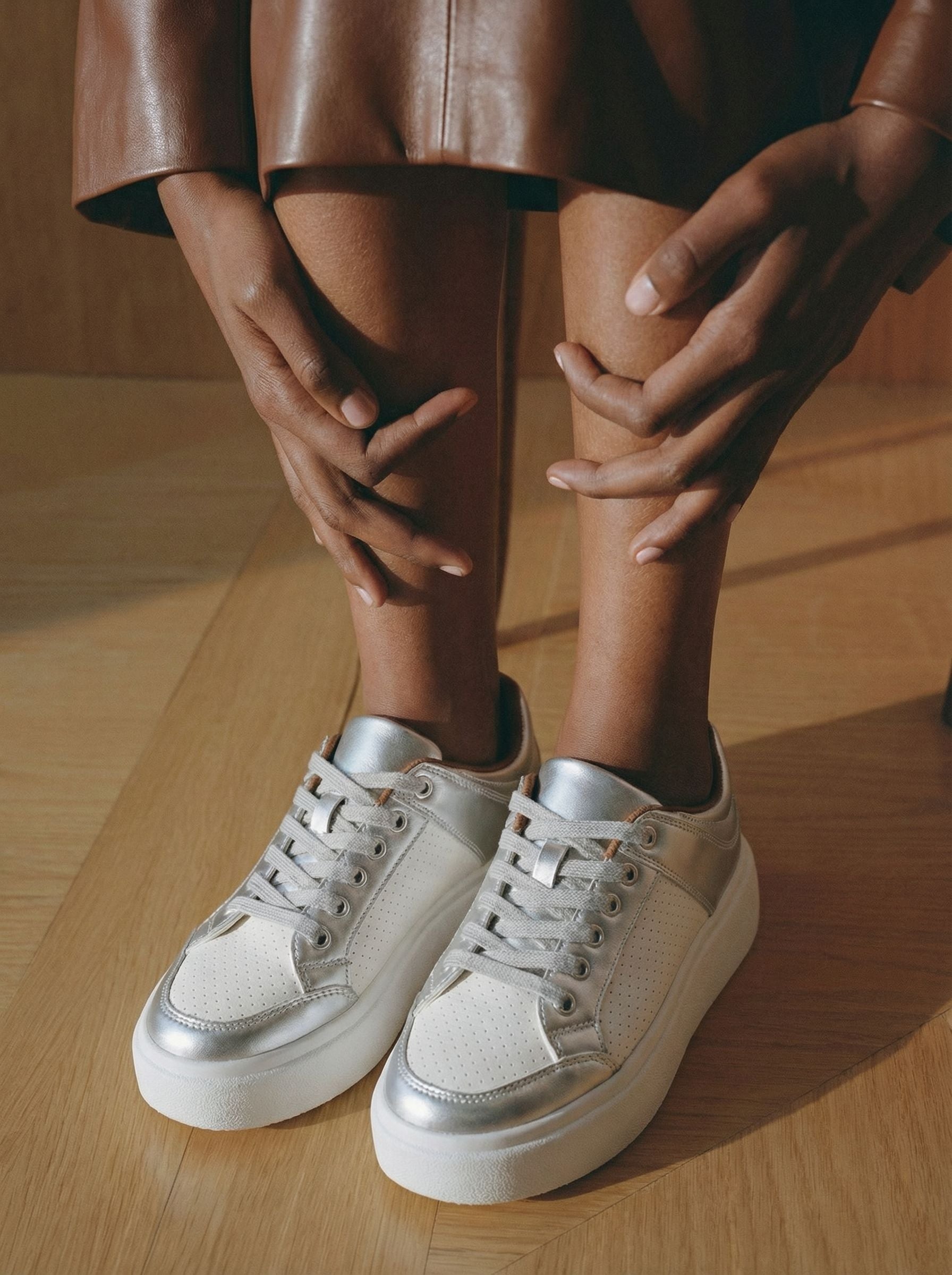 Chunky Platform Breathable Mesh Modern Sneakers-Silver