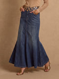 High Waisted Flared Denim Skirt