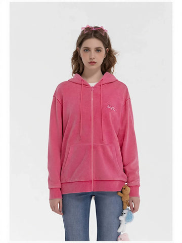 Cute Bunny Graphic Sequin Hooded Jacket