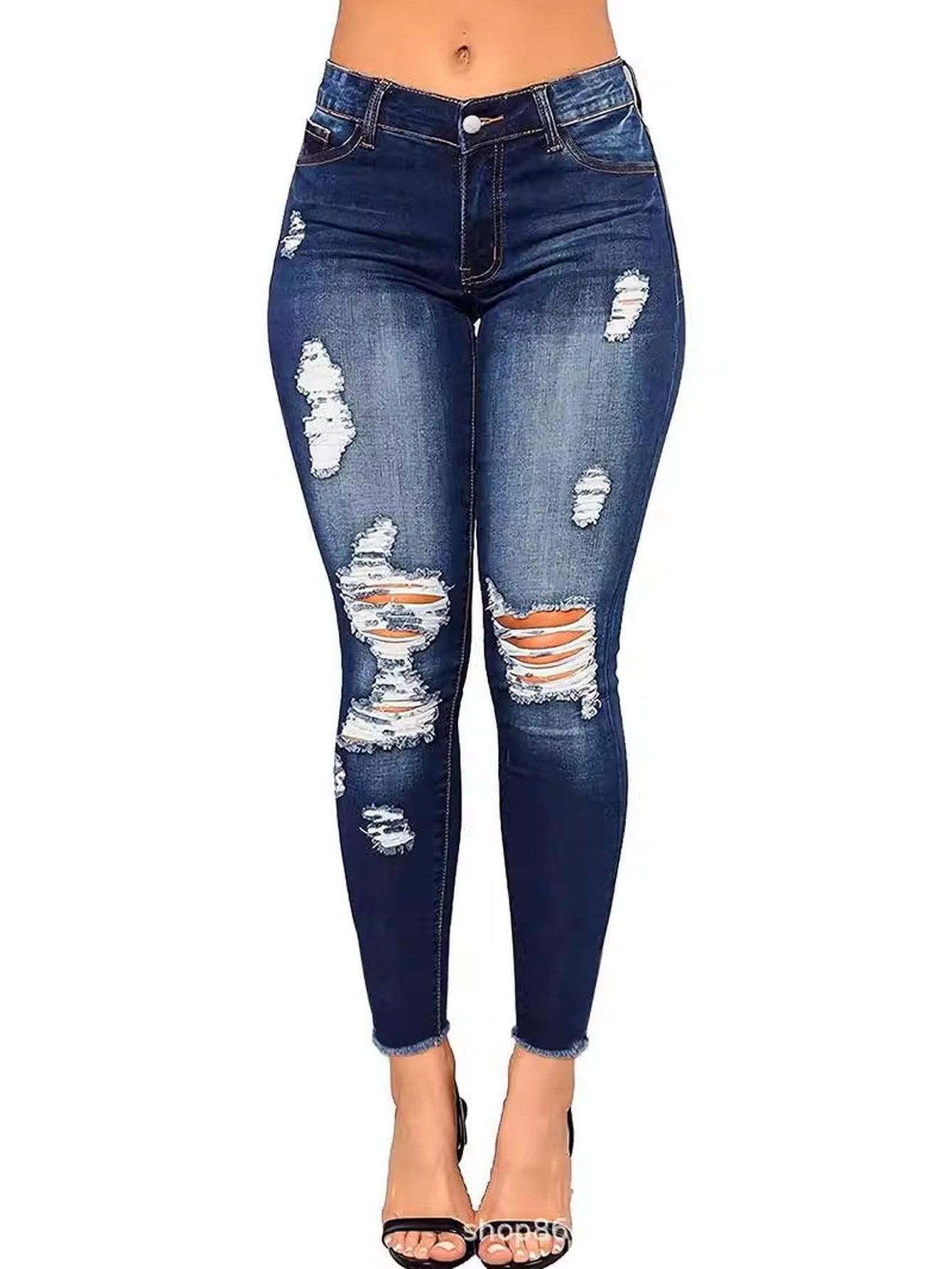 Distressed High Rise Skinny Jeans