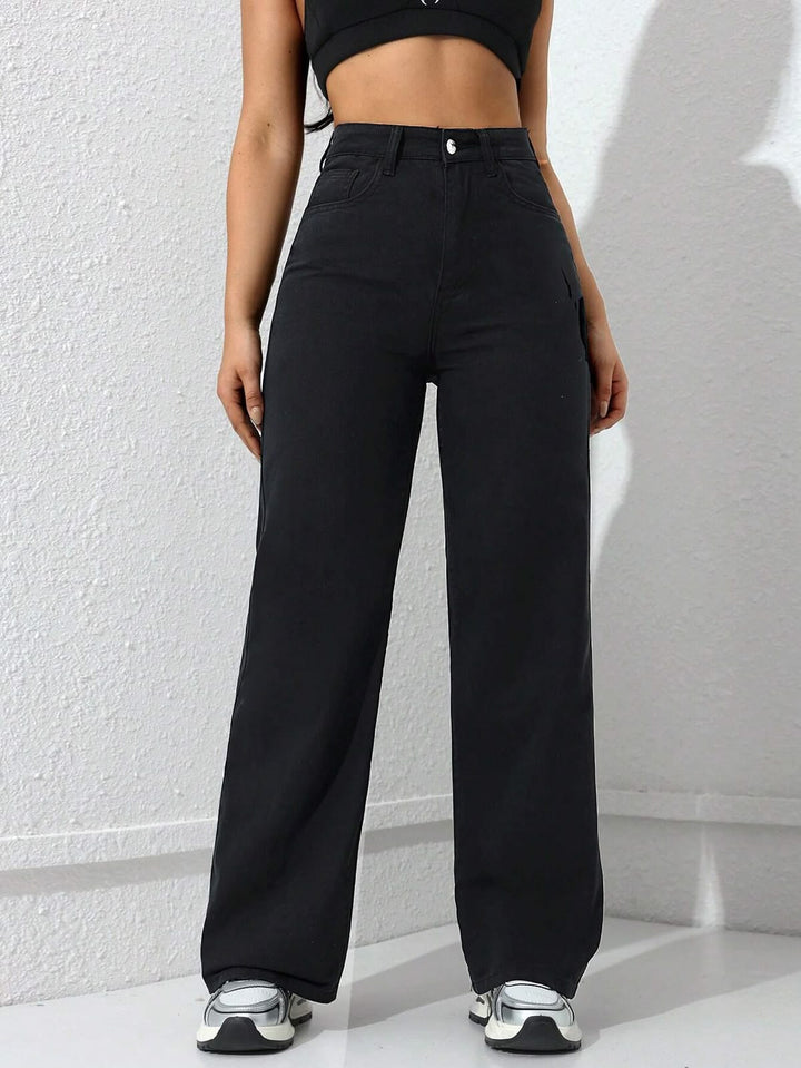 High Waisted Black Wide Leg Jeans