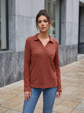 Ribbed Collared Long Sleeve Tee