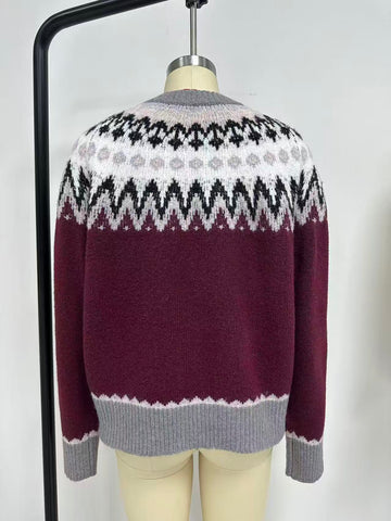 Cozy Fair Isle Pattern Pullover Sweater