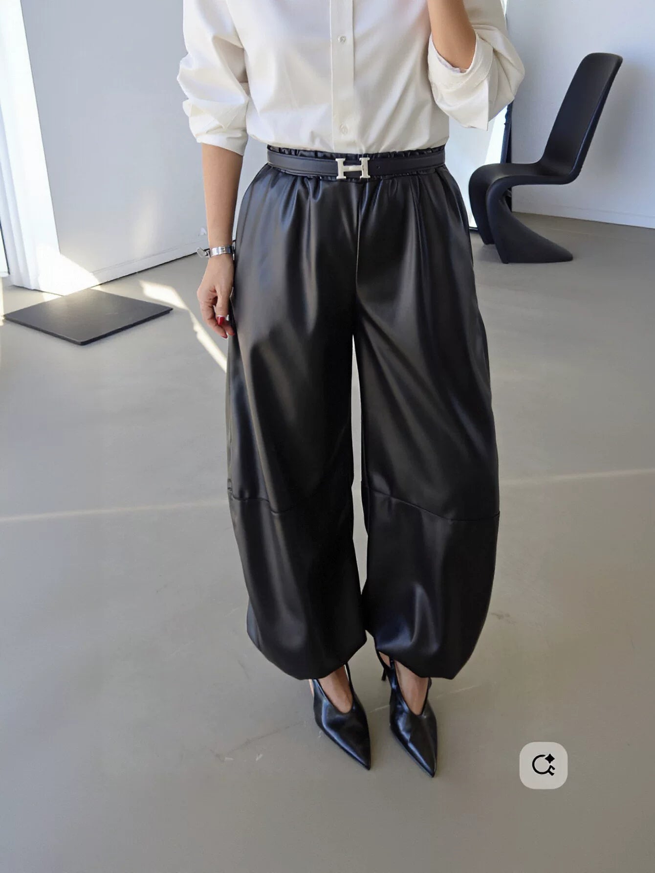 High Waisted Faux Leather Balloon Pants