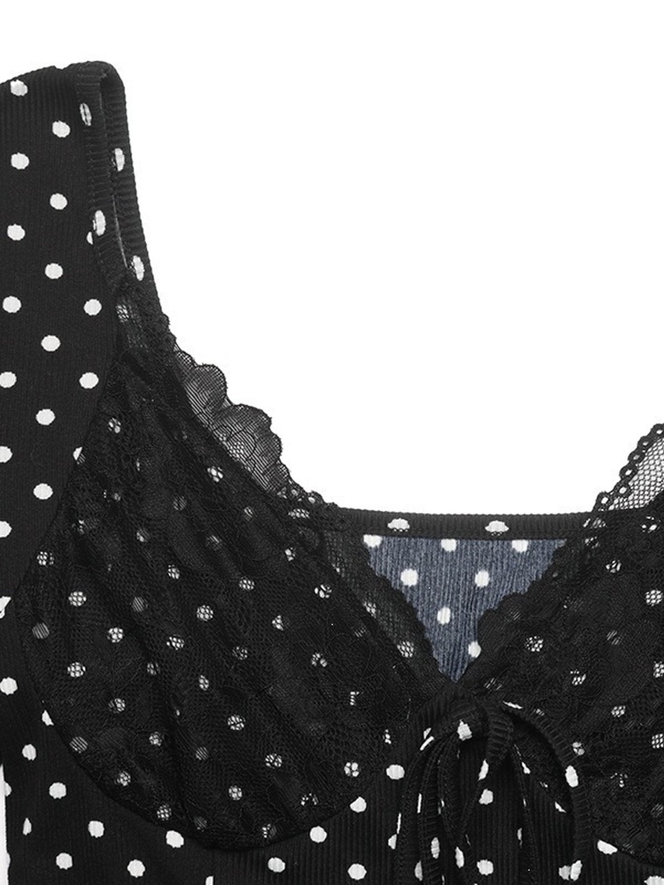 Polka Dot Lace Trim Mini Dress