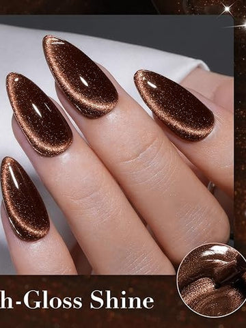 Shimmering Brown Cat Eye Gel Polish