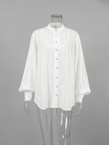 Oversized Textured Button Down Shirt