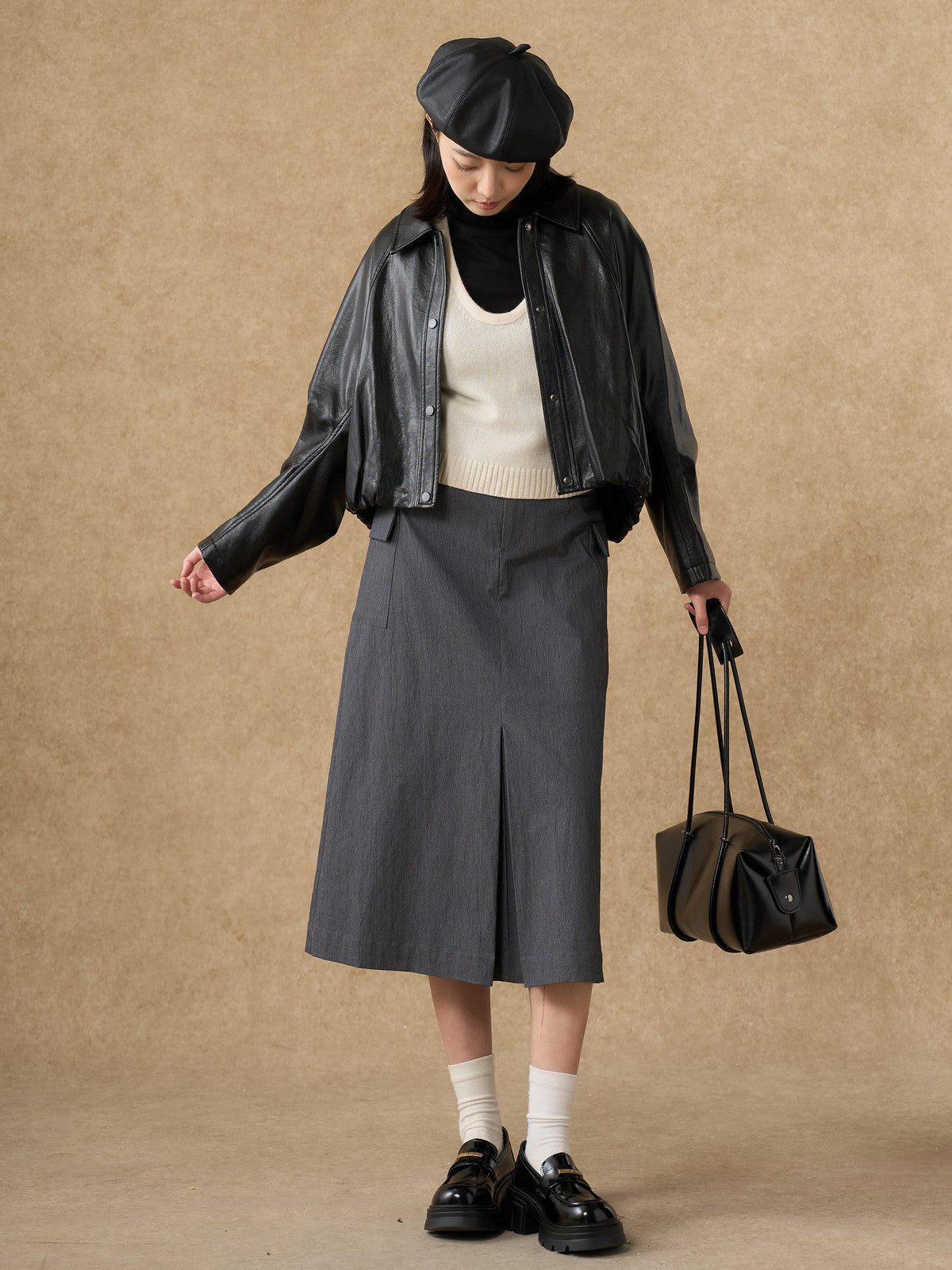 Oversized Vintage Brown Faux Leather Jacket