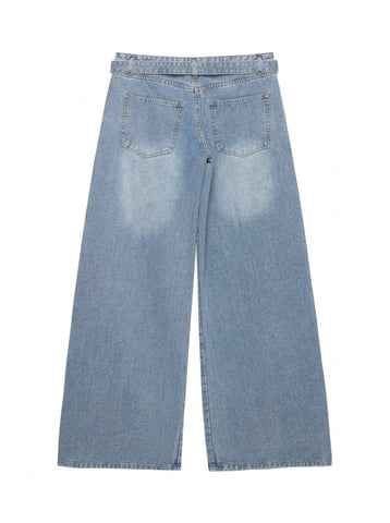 Crossover Waist Wide Leg Jeans