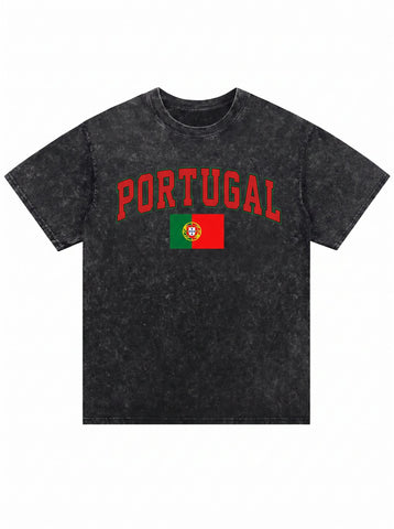 World Cup 2026 Vintage Portugal Mesh Sleeve Graphic  T-Shirt