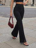 High Waisted Slit Hem Trousers