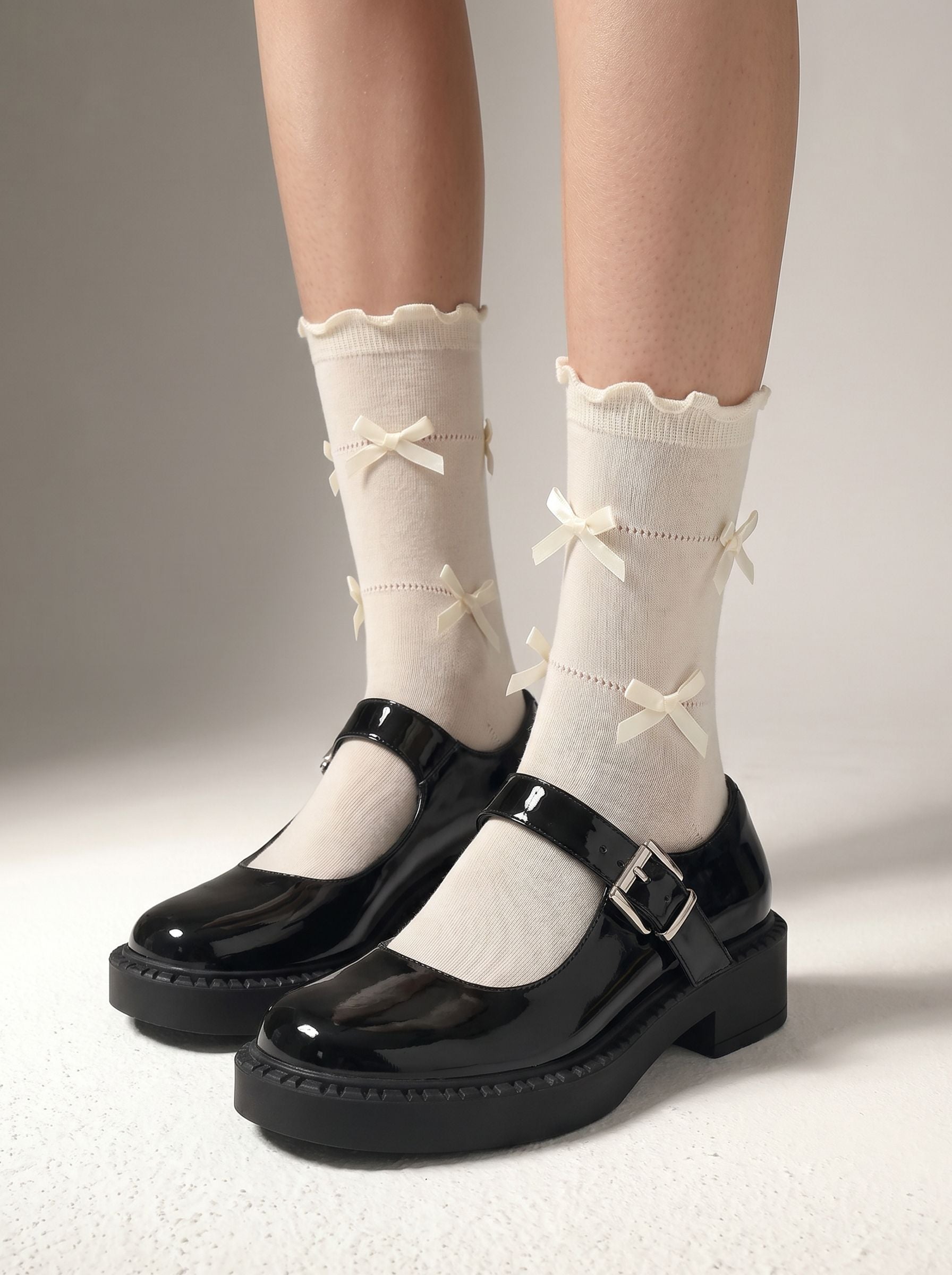 Glossy Platform Buckle Mary Jane Shoes