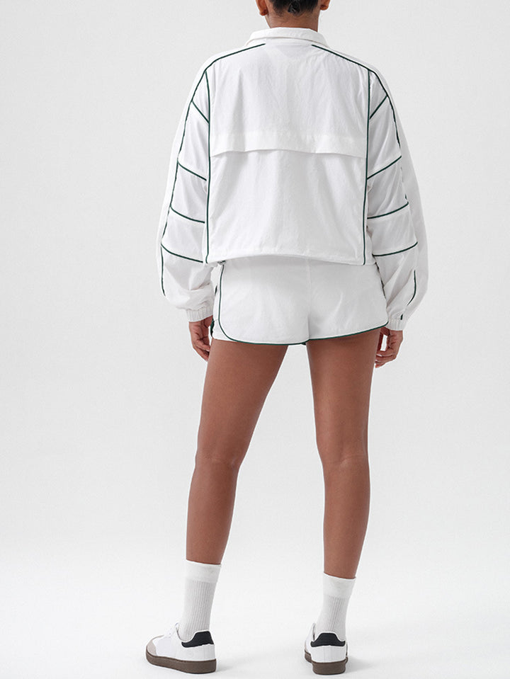 Lightweight Contrast Trim Athletic Jacket