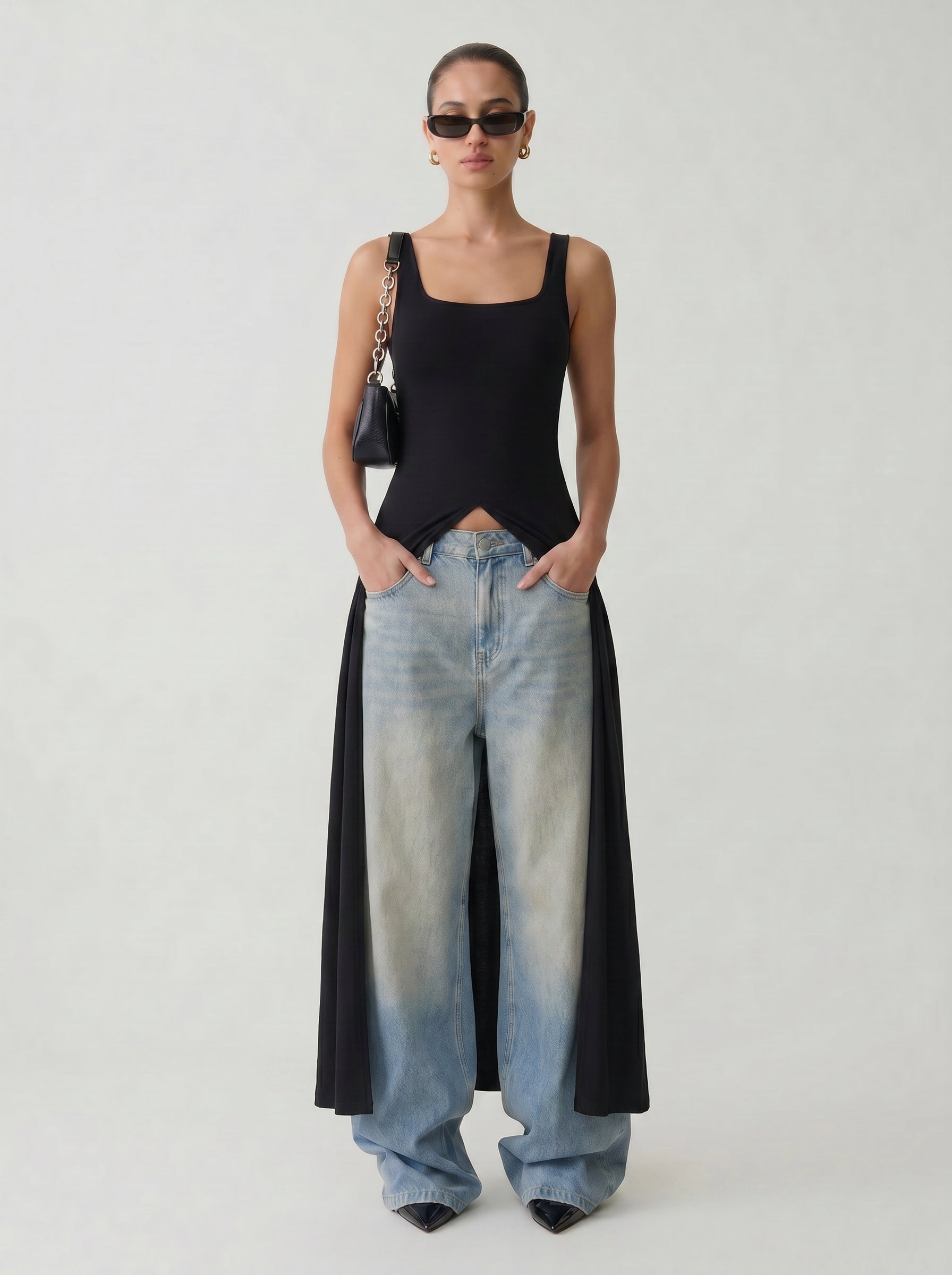 Sleeveless Split Front Top