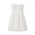 White Strapless Floral Corset Dress