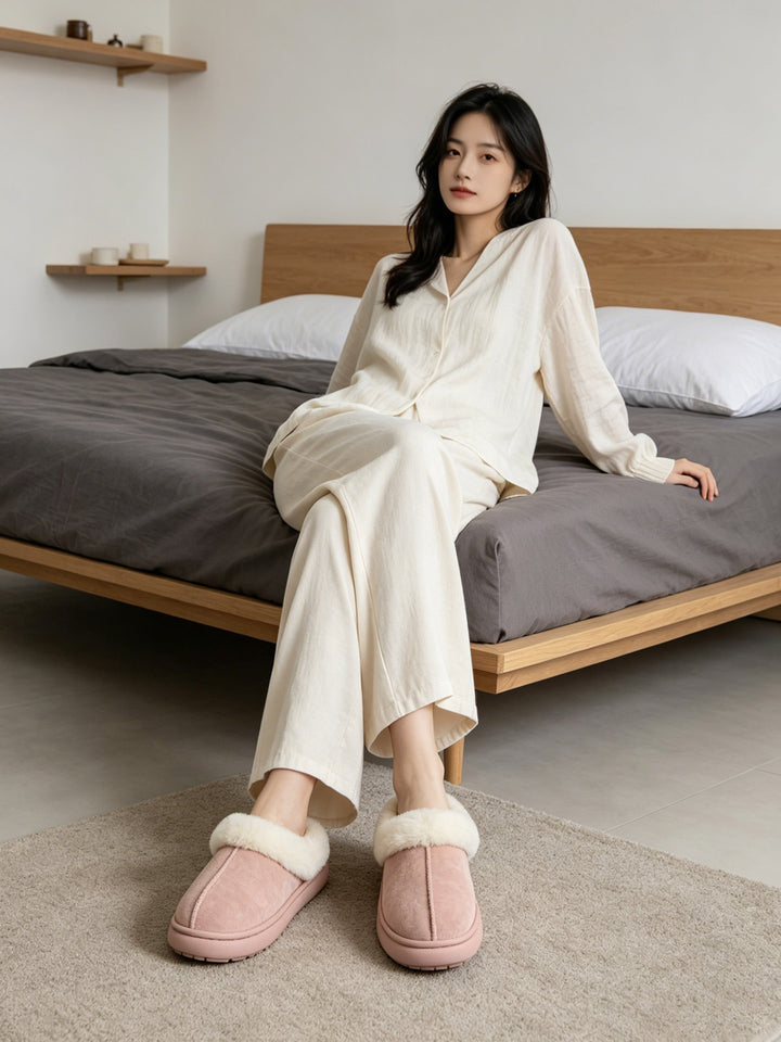 Plush Cushioned Faux Suede Slippers