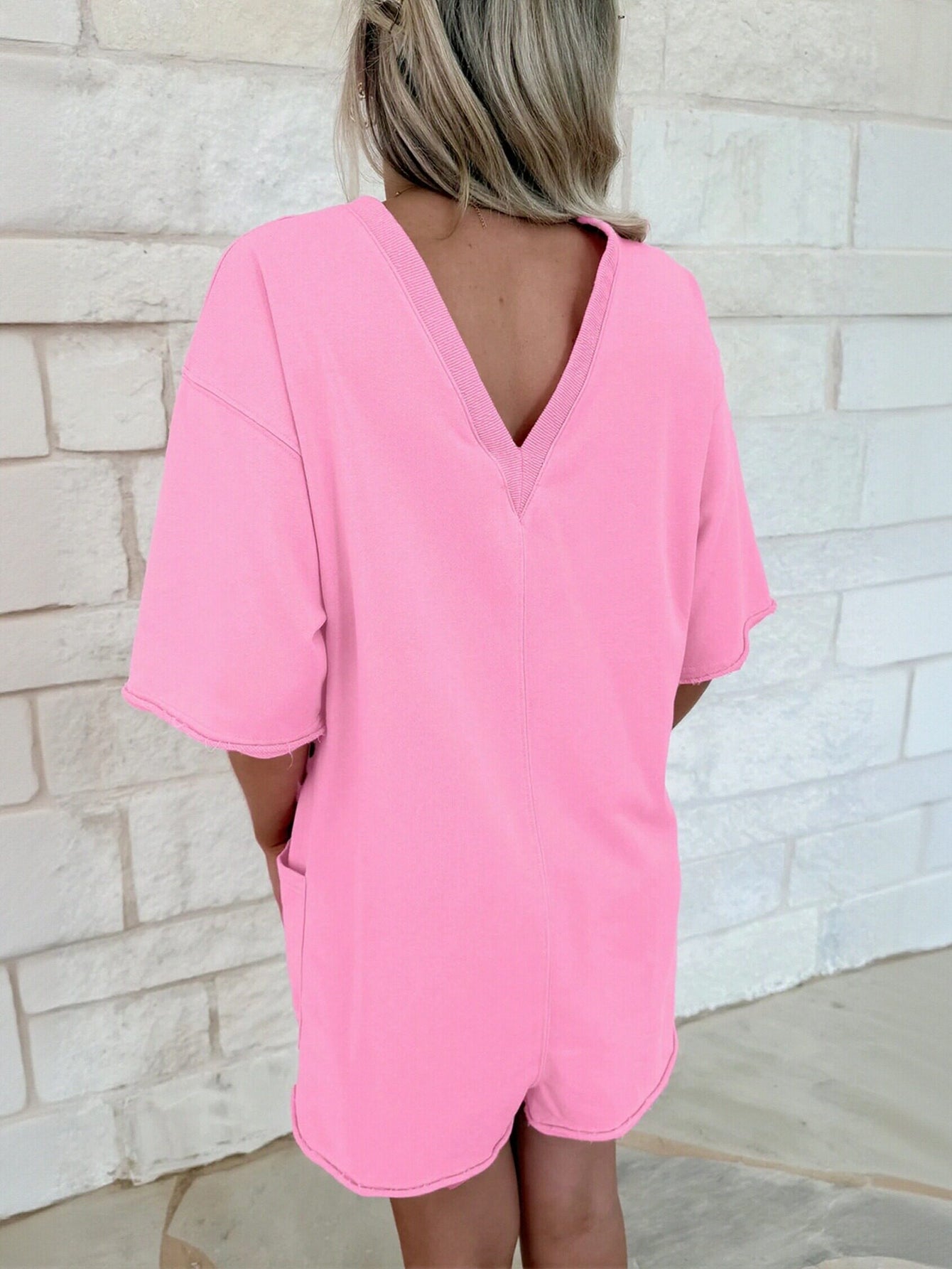 Oversized Patch Pocket Romper