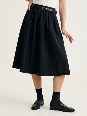 Included Belt Pleated Skirt