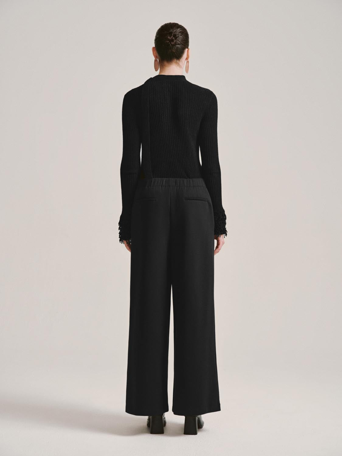Urban Revivo Pleated Wide Leg Pants-Black