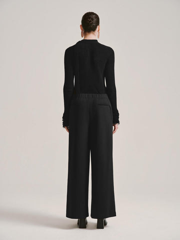 Urban Revivo Pleated Wide Leg Pants-Black