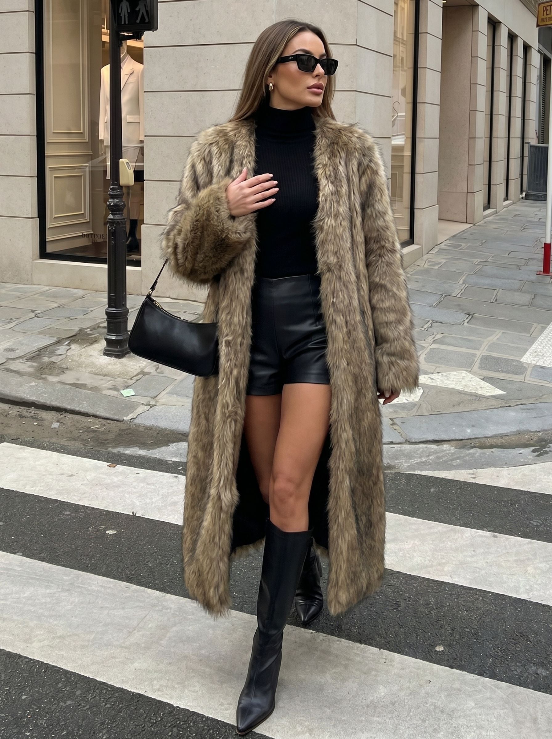 Luxury Long Faux Fur Coat