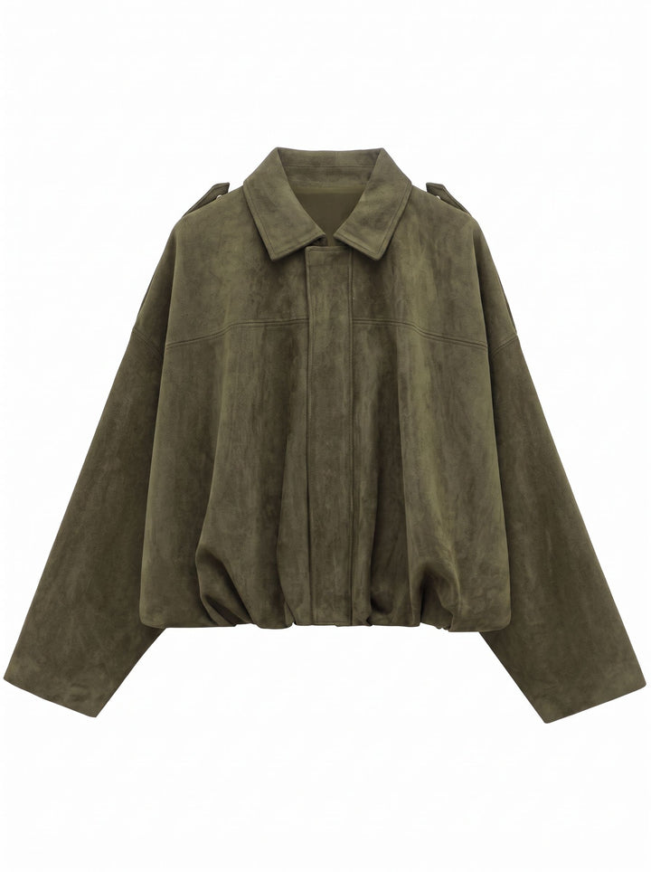Oversized Suede Bubble Hem Jacket