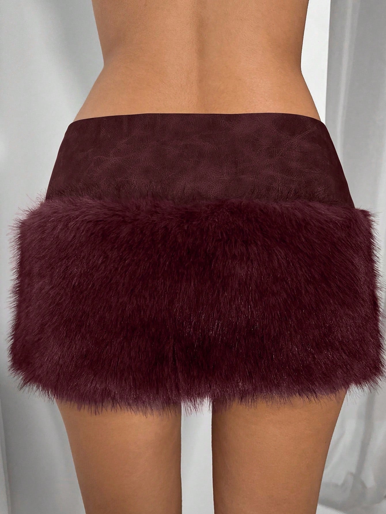 Faux Fur Trim Mini Skirt