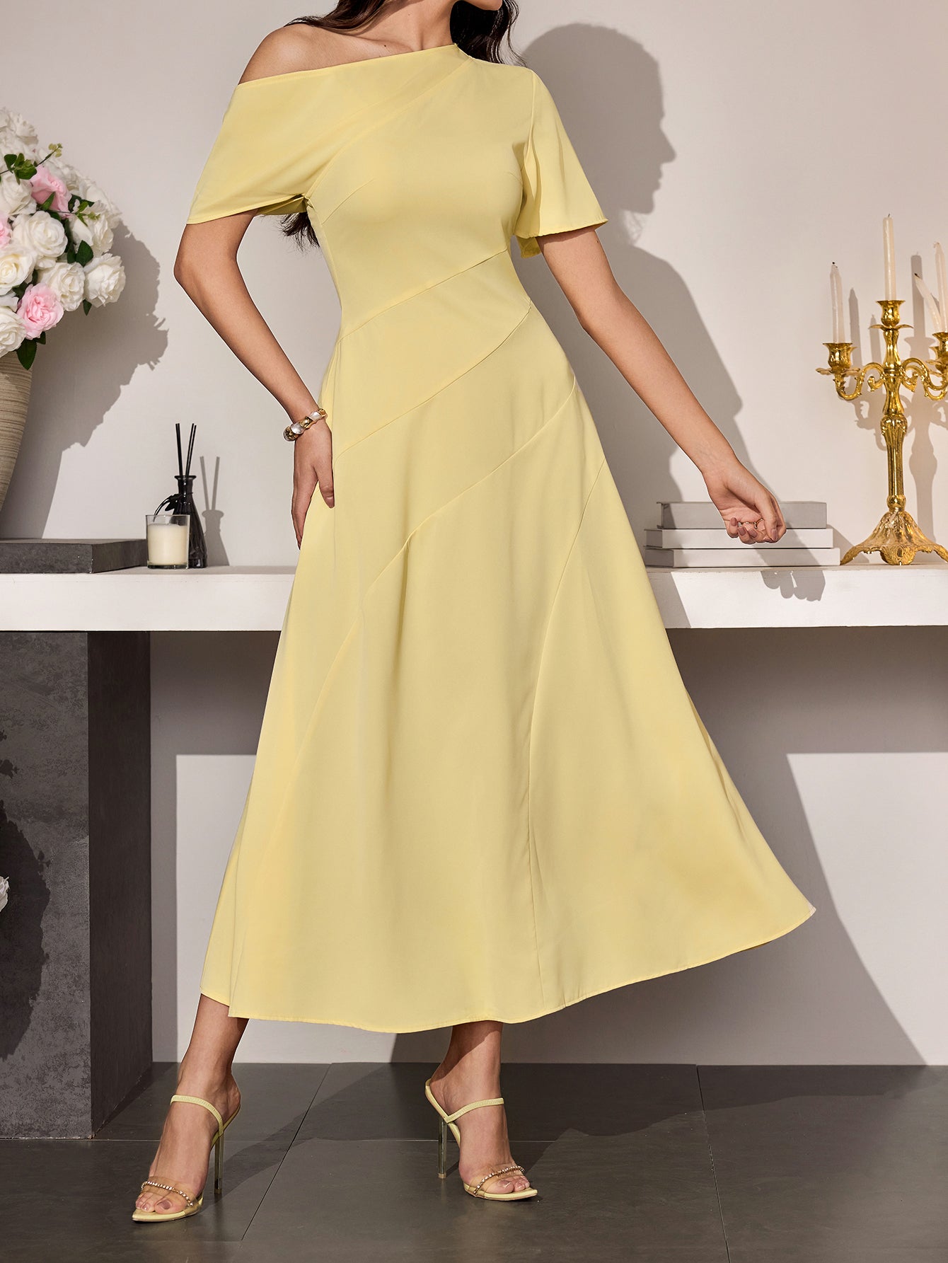 Elegant Off Shoulder Midi Dress