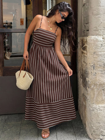 Striped Sleeveless Summer Maxi Dress