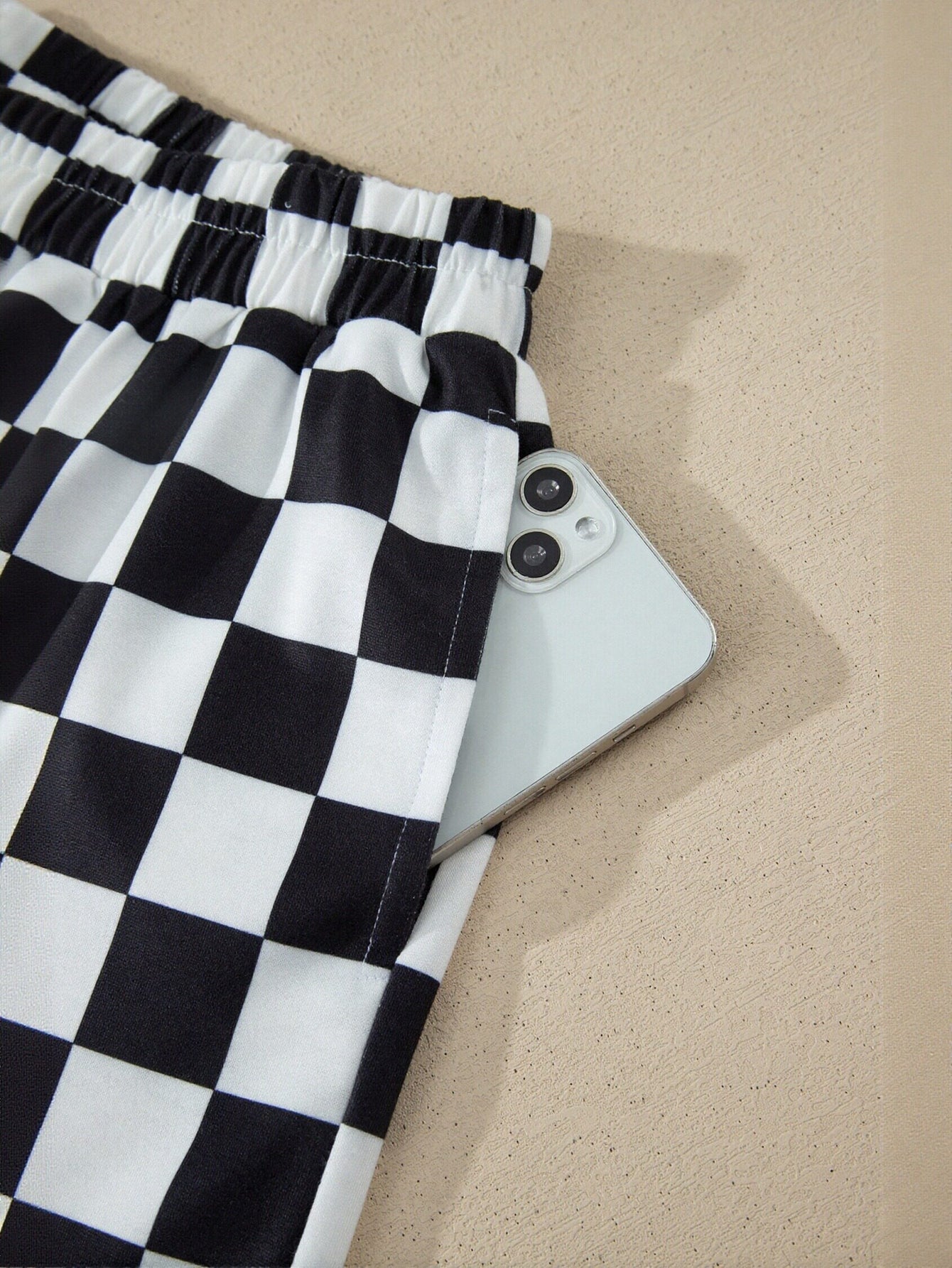 Comfy Checkered Knit Short Set