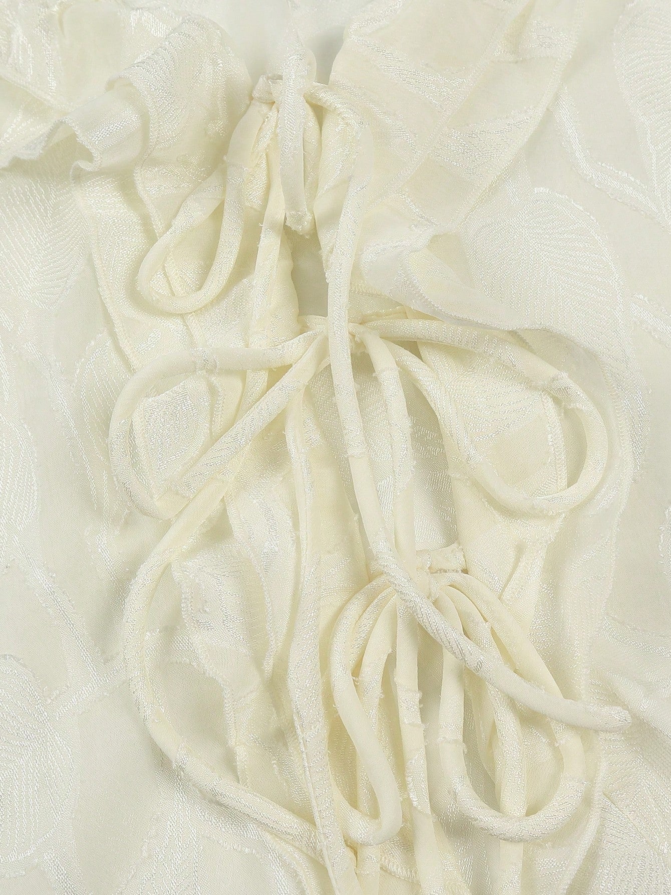 Deep V Ruffled Sleeve Tie Front Sexy Blouse-Apricot