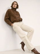 Oversized Suede Mock Neck Jacket