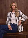Elegant Striped Tweed Button Jacket