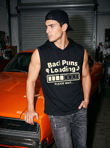 Graphic Slogan Hooded Tank Top