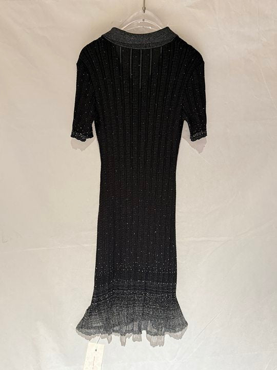 Elegant Ribbed Knit Polo Dress