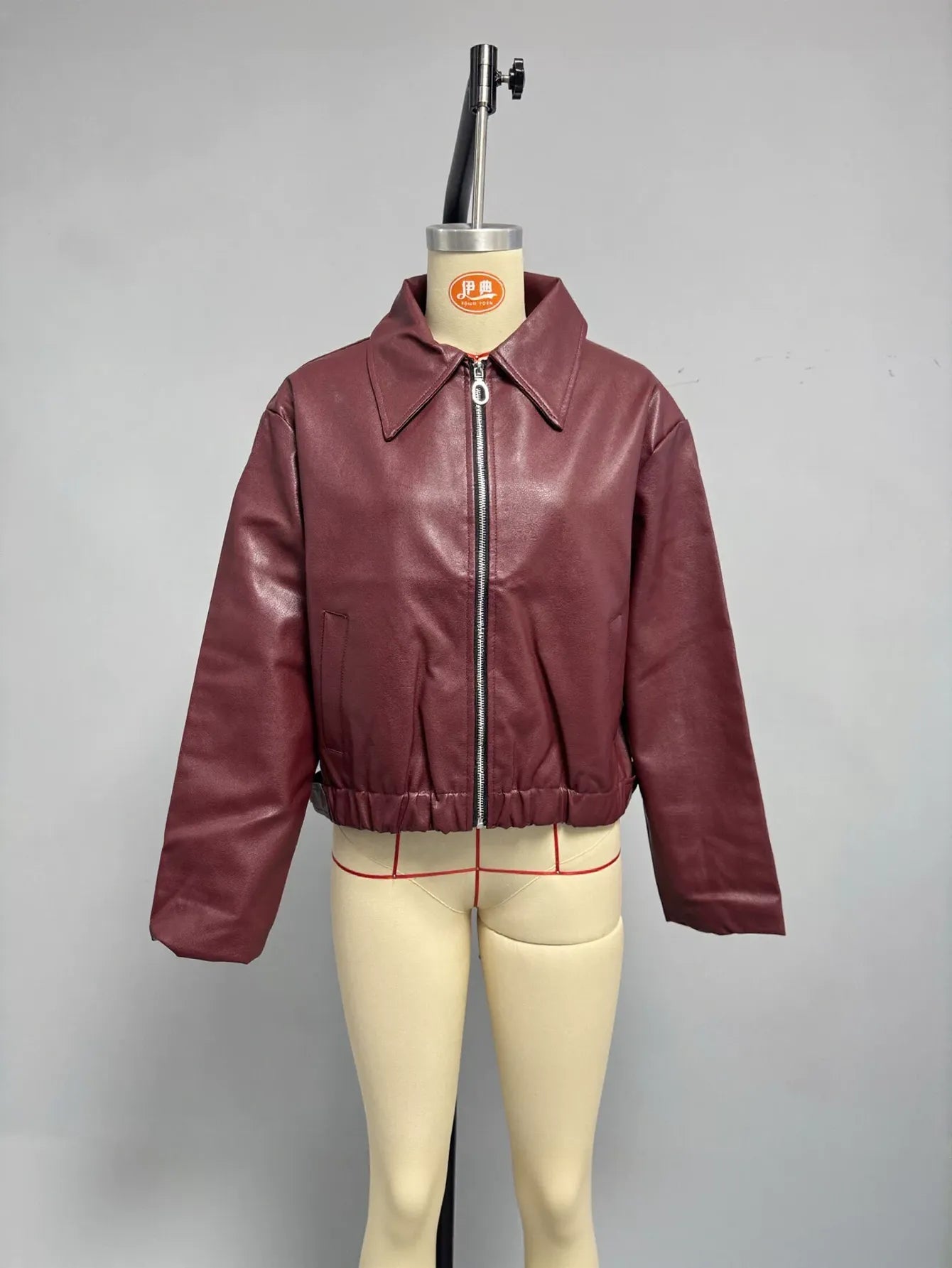 Oversized Zip Up Faux Leather Jacket