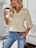 Cozy Ribbed V Neck Sweater