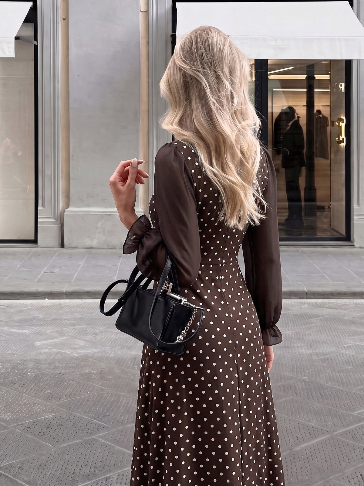 Vintage Polka Dot Square Neck Dress